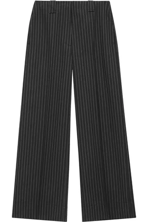 Ganni Pinstripe-pattern wide-leg trousers