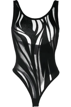 MUGLER Sheer-pattern mesh bodysuit