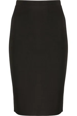 Saint Laurent Mid-rise fine-ribbed pencil skirt