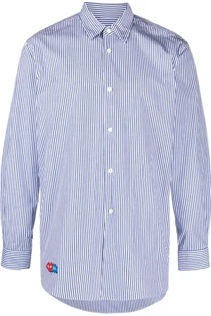 Comme des Garçons X Invader Pixel-patch striped cotton shirt
