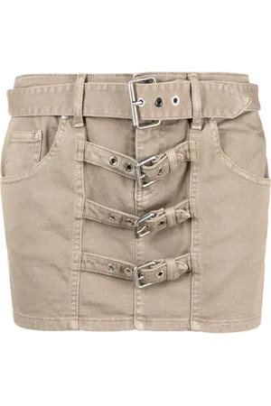 BLUMARINE Buckle-embellished denim miniskirt
