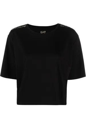 EA7 Logo-print cropped T-shirt