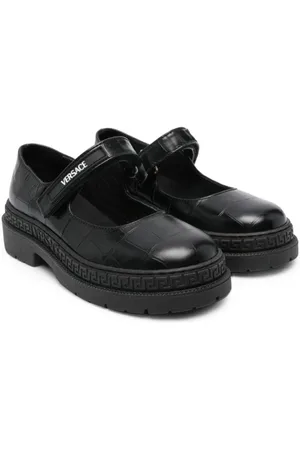VERSACE Crocodile-effect leather ballerinas