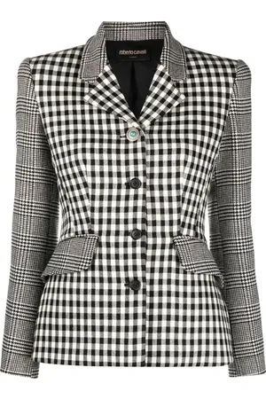 Roberto Cavalli Checked wool-blend blazer