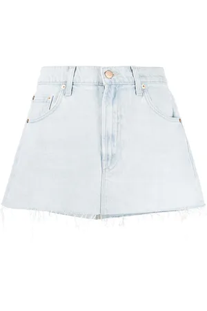 Mother Mid-rise frayed denim skirt