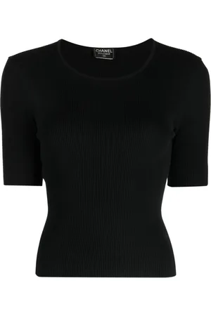 CHANEL 2010s short-sleeve ribbed knit top
