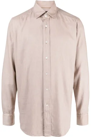 HUGO BOSS M??lange-effect spread-collar shirt