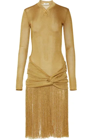 Salvatore Ferragamo Fringe-detailing cotton-blend dress
