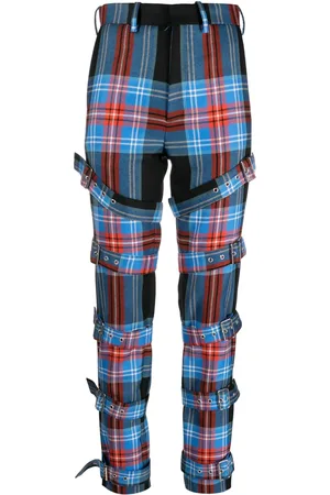 Charles Jeffrey Loverboy Tartan buckled straight-leg trousers