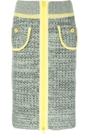CORMIO Floral-embroidery knitted skirt