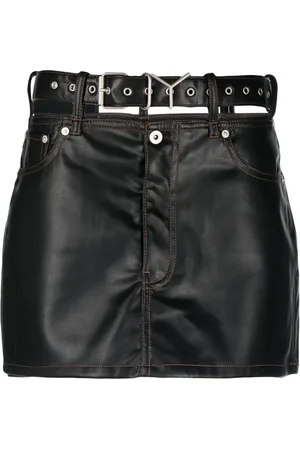 Y / PROJECT Y-belt faux-leather mini skirt