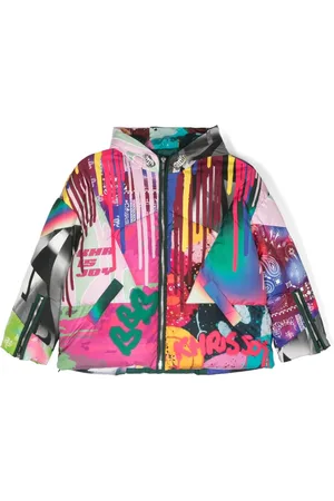 Khrisjoy Graffit-print hooded padded jacket
