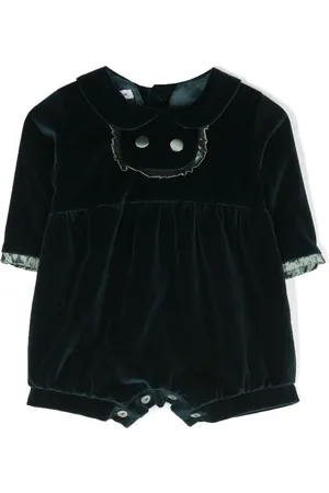 JESURUM BABY Ruffled-trim velvet romper