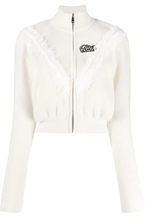 Alessandra Rich Logo-patch lace-appliqué cardigan