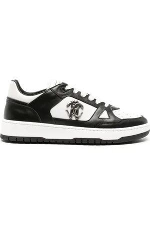 Roberto Cavalli Mirror Snake-embellished leather sneakers