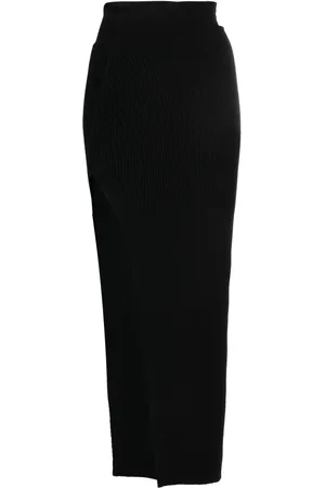 Rick Owens Side-slit ribbed-knit skirt