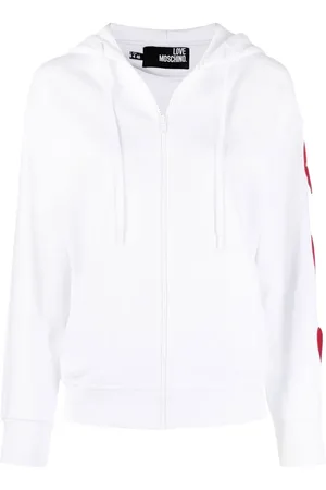 Moschino Heart-patch cut-out zipped hoodie