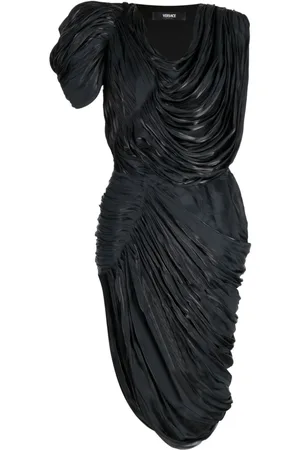 VERSACE Draped pleated midi dress