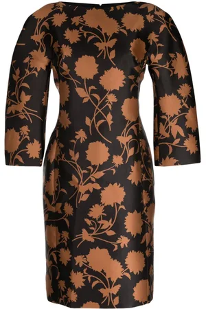 VERSACE Floral Silhouette rounded midi dress