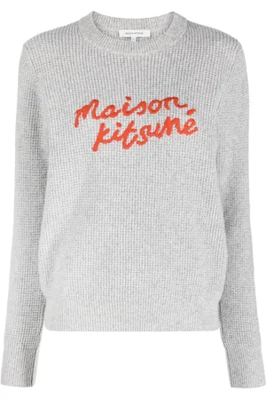Maison Kitsuné Logo-embroidered waffle-knit jumper
