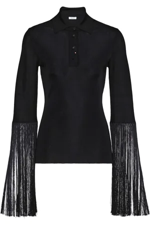 Salvatore Ferragamo Fringe-detailing satin-finish blouse