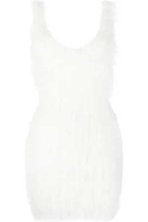 COPERNI Feather-embellished backless minidress
