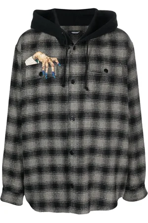 UNDERCOVER Embroidered-detail checked hooded jacket