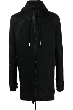 11 BY BORIS BIDJAN SABERI Distressed-effect drawstring hooded jacket
