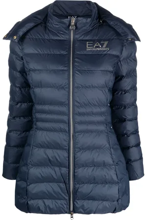 EA7 Logo-print hooded padded coat