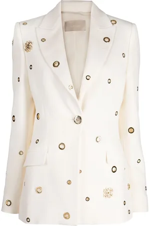 Elie saab Eyelet-detail single-breast blazer