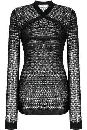 OFF-WHITE Metallic-threading open-knit jumper
