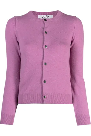 Comme des Garçons Heart-patch knitted wool cardigan
