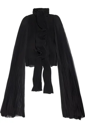 Balenciaga Exaggerated-sleeve pleated blouse