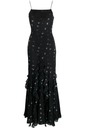 OFF-WHITE Moon-print ruffled maxi dress