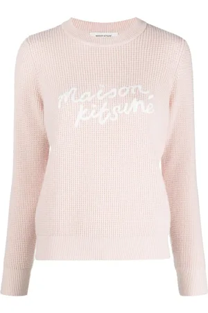 Maison Kitsuné Logo-embroidered waffle-knit jumper