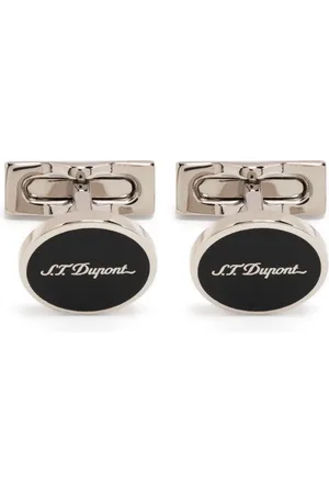 S.T. Dupont Engraved-logo oval cufflinks
