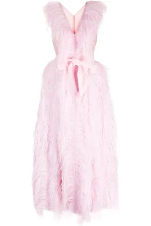 HUISHAN ZHANG Irina feather-trim sleeveless gown