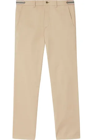 Burberry Stripe-detail cotton chino trousers