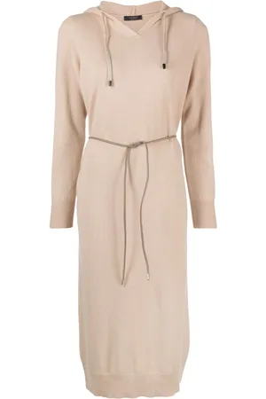 PESERICO SIGN Hooded knitted midi dress