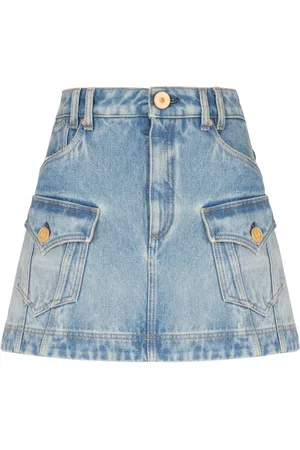 Balmain A-line denim miniskirt