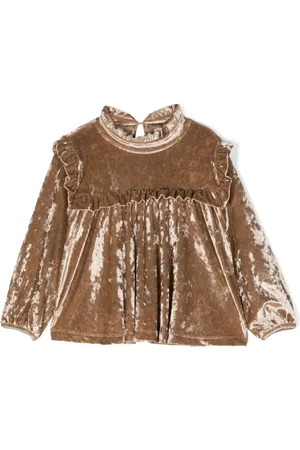 There Was One Kids Ruffled crushed velvet blouse