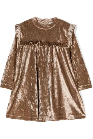 There Was One Kids Ruffled crushed velvet dress