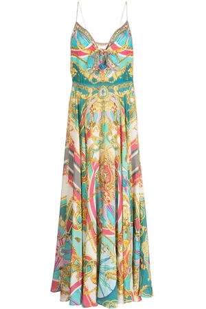 Camilla Baroque-pattern silk dress