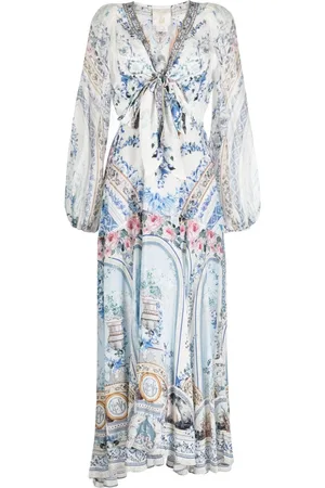 Camilla Baroque-pattern silk dress