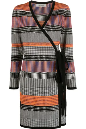 Diane von Furstenberg Brigid geometric-pattern ribbed-knit wrap dress