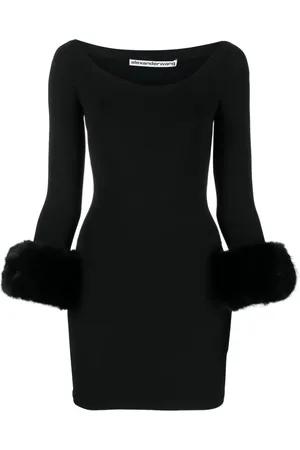 Alexander Wang Faux-fur cuffs short dress