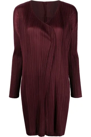 PLEATS PLEASE ISSEY MIYAKE V-neck pleated cardi-coat