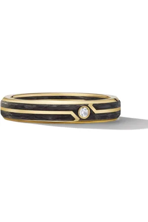 David Yurman 18kt yellow gold Forged Carbon diamond ring (4mm)