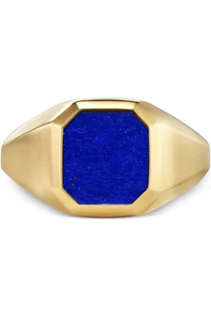 David Yurman 18kt yellow Streamline lapis lazuli signet ring (14mm)