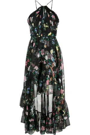 Marchesa Notte Floral-print halterneck dress